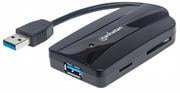 163590 Manhattan SuperSpeed USB 3.0 Hub and Card Reader/Writer Three Ports Supports MicroSD SD and MMC 163590 Manhattan SuperSpeed USB 3.0 Hub and Card Reader/Writer Three Ports Supports MicroSD SD and MMC