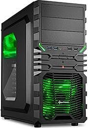 4044951016211 Sharkoon VG4W Midi Tower PC Gaming Case Green with Window USB 3.0 Mounting possibilities: 3 5.25